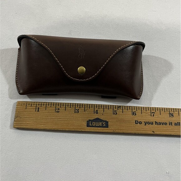 Ralph Lauren Brown Button Leather Eyeglasses Sunglasses Case Travel Belt Loop - Picture 8 of 10